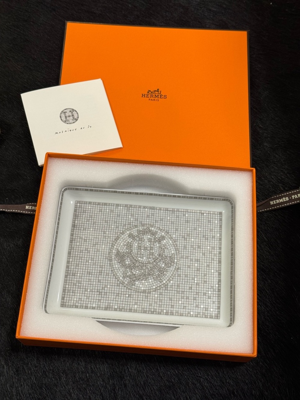 HERMES Mosaique Au 24 Platinum Tray